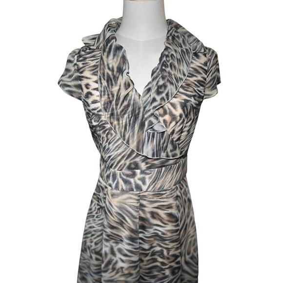 Dalia Dress Women Small Leopard Polyester V Neck Ruffle Wrap Pull On Cap Sleeve‎ - Picture 3 of 16
